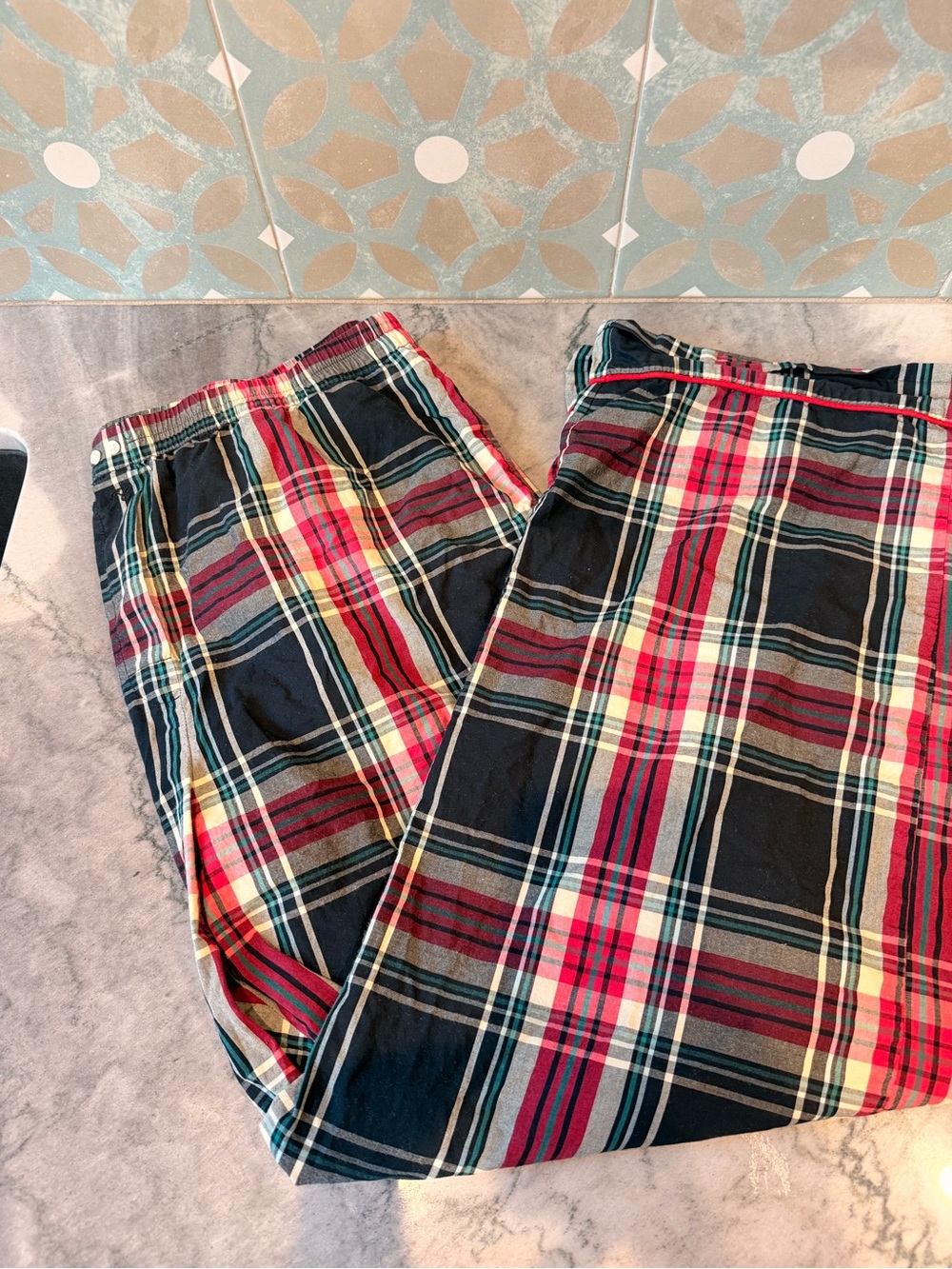 J.CREW cotton Pajama Pant - plaid dark pink, black, green
